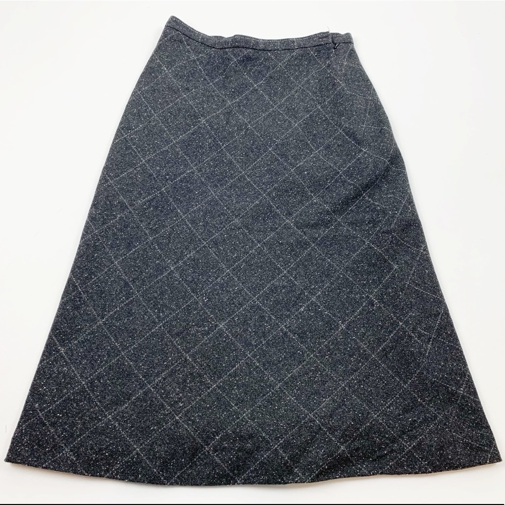 VTG A. Giannetti Gray Checkered Wool Midi Skirt